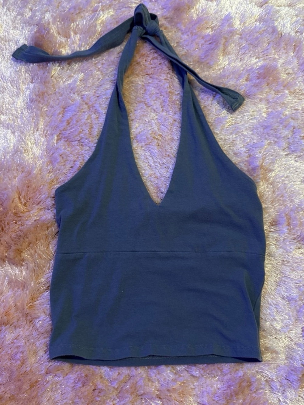 Hollister Navy Halter V-Neck Crop Top